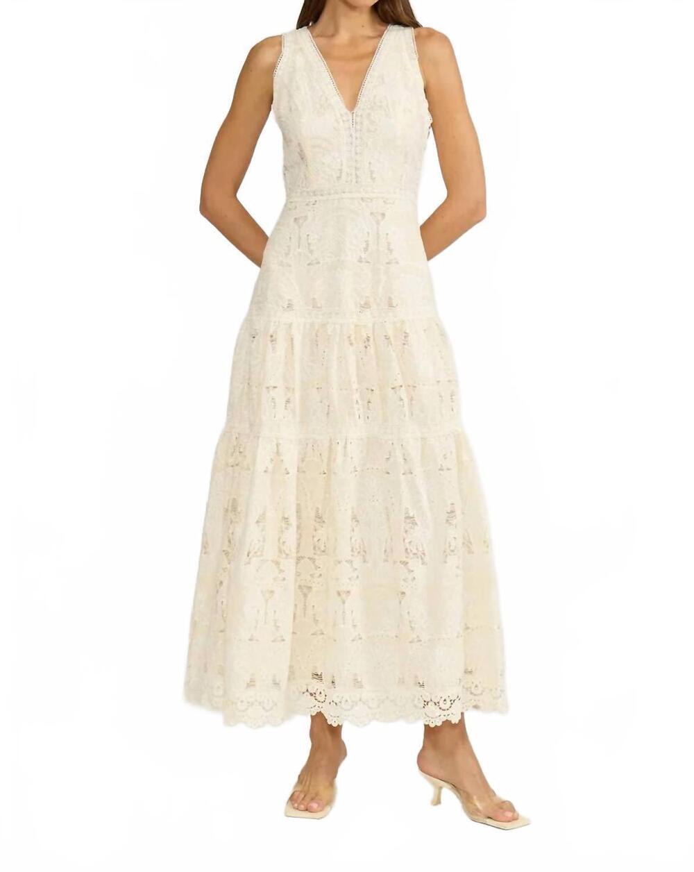 NEW LUCY PARIS francia tiered maxi dress in creamed
